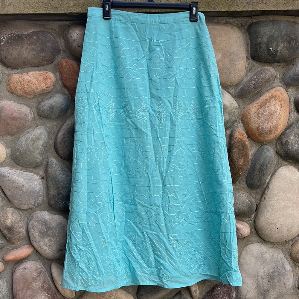 Christopher & Banks Embroidered Lined Maxi Skirt Size 12 NWT